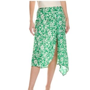 Maje NWT Green Floral Midi Skirt